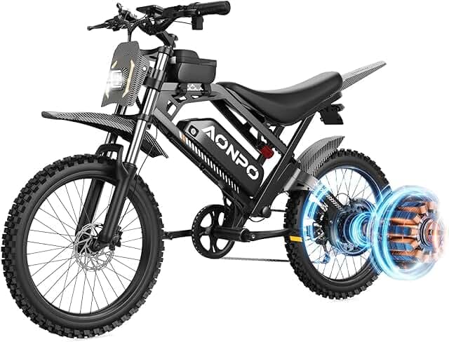A20/A20 PRO Electric Bike for Adults, Peak 2000W/3000W Ebike for Adults, E Bike 30 MPH/33 MPH,48V 18.2AH/52V 22.5AH Electric Dirt Bike,E-Bike Up To 100 Miles/120 Miles(PAS),17"x4" Fat Tire E Dirt Bike