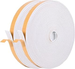 Self Adhesive Foam Tape Weatherstrip 1/2in x 1/4in x 42Ft High Density Foam Insulation Strips Foam Seal Weather Stripping with Strong Adhesive for Door and Window Sound Isolation Soundproofing, White