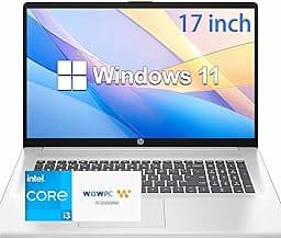 HP 17.3 inch Laptop with Microsoft Office 365 for The Web, Intel 13th 8 Cores i3 CPU (Beat 11th i5), 8GB RAM, 256GB PCIe SSD, Long Battery Life, Windows 11, All-Day Performance for Work & Study