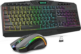 Redragon S101M-KS Gaming Keyboard and Mouse Wireless with Tri-Mode, RGB Keyboard and 4800 DPI Gaming Mouse, 10 Independent Multimedia Keys for Wins, PC, Computer, Wireless S101 Ideal for Gamer