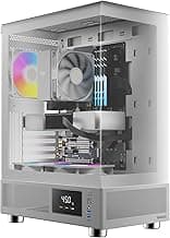 GAMDIAS White ATX Mid Tower Computer Case with Tempered Glass, Gaming PC Case w/Temperature Display & 3X 120mm ARGB Fans, Support Up to 5X Fans, 240mm AIO/Radiator, 340mm GPU/VGA, 160mm CPU Cooler