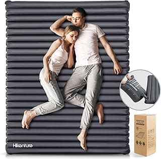 Hikenture Camping Mattress 2 Person Double Sleeping Pad for Camping, 4" Extra-Thick Inflatable & Ultralight Sleeping Air Mat for Backpacking, Hiking (Grey Pumpsack, Semi Double(79 * 47.5 in))
