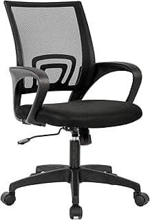 BestOffice Home Office Chair Ergonomic Desk Chair Mesh Computer Chair with Lumbar Support Armrest Executive Rolling Swivel Adjustable Mid Back Task Chair for Women Adults, Black (Black)