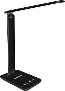 LED Desk Lamp Eye-Caring Table Lights Dimmable 5 Modes Touch Control Adjustable Table lamp with USB Charging Port for Home Office Reading, Studying Working (Black)