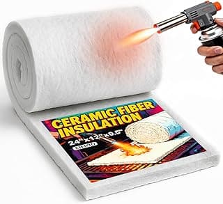 eieioo Ceramic Fiber Insulation, 2300F Ceramic Fiber Blanket, 24"x12"x0.5" Thick Fireproof Insulation Blanket for Wood Stove Baffle, Fireplace, Forges, Pizza Ovens, Chimney, Boiler(24"x12"x0.5")