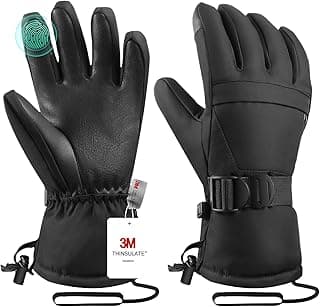 Ski Gloves,Winter Snow Waterproof Gloves Touchscreen Skiing & Snowboarding Cold Weather Glovess,Fits Both Men & Women,for ParentChild Kids with Wrist Strap