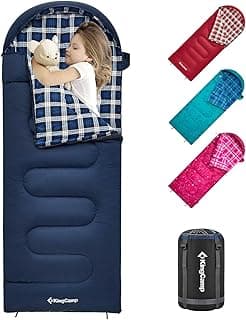 KingCamp 45°F Kids Sleeping Bag, Lightweight Waterproof & Compact Flannel Sleeping Bags Cold Weather & Warm Youth Essentials Gear Accessories for Camping, Fits 10-12 Children up to 4'7"-5'5" Tall