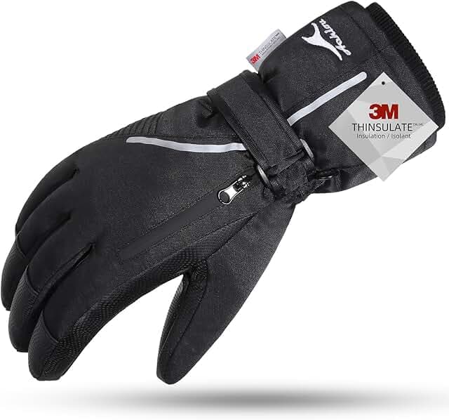 Achiou Ski Snow Gloves Waterproof Touchscreen Winter Warm for Men Women with Portable Pocket