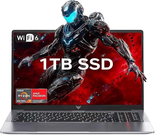 Gaming Laptop, 1TB NVMe SSD 16GB RAM Laptop Computer with AMD Ryzen 7 5825U(8C/16T, Up to 4.5GHz), 15.6inch Windows 11 Laptop, Radeon RX Vega 8 Graphics,WiFi 6 for Creative & Business