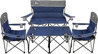 CAMPHILL Camping Chair Set of 3, Outdoor Folding Camping Chairs for Heavy People with Cup Holder & Carry Bag,Collapsible Chair Include One Sofa Chair and Two Single Chair,Support up to 500lbs