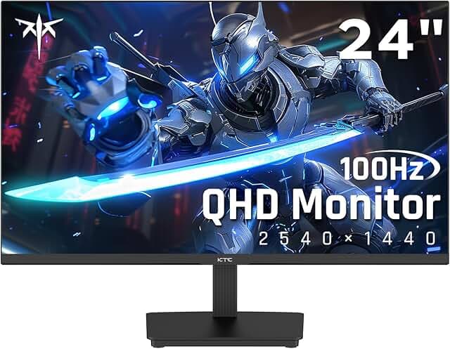 KTC 24 Inch QHD 2560x1440 IPS Computer Monitor, 100Hz Zero-Frame 2K Gaming Office Monitor, Adaptive Sync, HDR10, VESA, Tilt Adjustable, Low Blue Light, DisplayPort, HDMI, H24T27