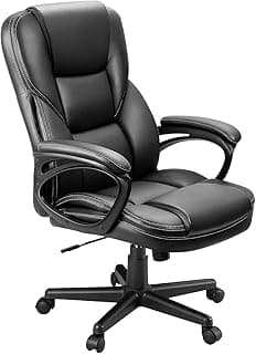 Furmax Office Executive Chair High Back Adjustable Managerial Home Desk Chair, Swivel Computer PU Leather Chair with Lumbar Support (1, Black)
