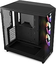 NZXT H6 Flow RGB Mid-Tower Airflow Case with 3 RGB Fans, Panoramic Glass Panels, Cable Management - Black