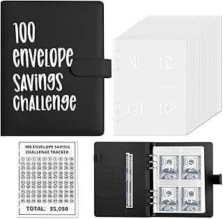 Money Saver Budget Binder Book with Pouches, 100 Envelope Challenge Binder with Numbers, A5 Money Budget Envelopes for Cash Saving $5,050 Black