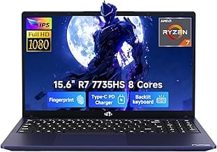 NIMO 2026 Laptop, 8 Cores AMD R7 7735HS 32GB DDR5 RAM 1TB SSD (Up to 4.75GHz, Beat i7-12650H) Gaming Laptop with Radeon 680M GPU, 15.6" IPS FHD, 180° Open Angle, Webcam, HDMI, Portable for Business
