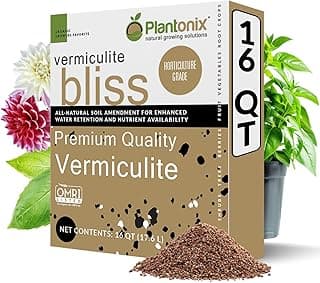 Vermiculite Bliss (16 Qts) - Organic Vermiculite for Gardening - 100% Natural Soil Amendment - Bulk Vermiculite for Plants, Potting Soil, & Seed Starting - Mixes with Garden Soil & Perlite for Plants