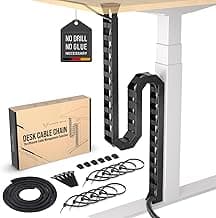 Under Desk Cable Management Vertebrae - Perfect for Sit Stand Desk - Wire Management - Adjustable Length - Flexible Cable Spine - Black, 133 cm