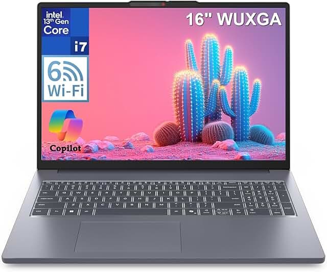 Lenovo Laptop Computer for Student Study with Office 365 (2026 Edition), Intel i7-13620H, (16GB RAM, 512GB SSD), Long Battery Life, Fast Charging, 16" FHD+, Copilot AI, Luna Grey, Windows 11 Home
