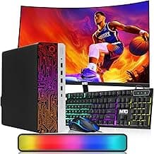 HP ProDesk Desktop RGB Computer PC Intel i5-6th Gen. Quad-Core Processor 16GB DDR4 Ram 256GB SSD, 24 Inch Curved Monitor, Gaming Keyboard and Mouse, Built-in WiFi, Windows 11(Renewed)