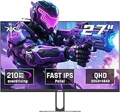 KTC 27 Inch QHD Gaming Monitor, 2K 200Hz Up to 210Hz 1ms Fast IPS Computer Monitor, HDR400, 1440P with Adaptive Sync, Built-in Speakers, HDMI Displayport, Tilt Adjustment, VESA Compatible, H27T22C-3