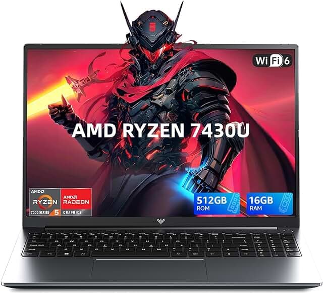 Light Gaming Laptop, ΑΜD Ryzen 5 7430U (Up to 4.3GHz), 16GB RAM 512GB NVMe SSD, 15.6in IPS Laptop Computer WiFi 6 Bluetooth 5.2, Numeric Keypad, Home Laptops Office Laptops, HDMI Type-C