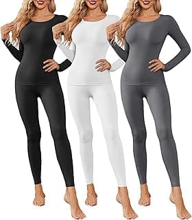 3 Pack Thermal Underwear for Women Long Johns Long Sleeve Base Layer Thermals Cold Weather Sets
