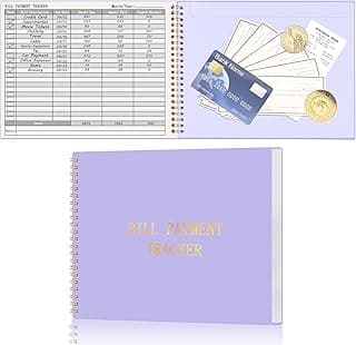 HAUTOCO Bill Tracker Notebook Monthly Bill Payment Tracker for Personal Budgeting Home Financial with 2 Storage Pocket, Payments Checklist Organizer Bill Planner 10.1 x 7.8'', Purple