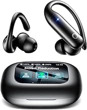 LEEMC Wireless Earbuds, Bluetooth Headphones 6.0, Ear Buds with Touch Screen, ANC ENC Noise Cancelling, 40H Bass Stereo Sound Over-Ear Earphones for iOS, Android, Sports, Workout, Black