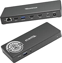 Plugable USB-C Docking Station Dual 4K 60Hz HDMI, 65W Charging, Gigabit Ethernet, 1x USB-C 5Gbps, 3X USB-A, Audio, Windows/ChromeOS, USB-C/USB4/Thunderbolt, Driverless (UD-MSTH2)