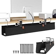 Zilink No Drill Under Desk Cable Management Tray 30" Cord Organizer for Table Clamp/Screw Mount Desk Cable Management Sturdy Waterproof Fabric Cord Hiders for Office, Home