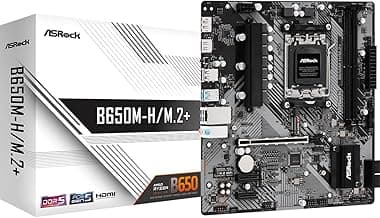B650M-HM.2+ AMD AM5 Micro-ATX Motherboard, Supports AMD Ryzen 9000/8000/7000 Series Processors, DDR5 6400+ (OC), PCIe 5.0 M.2, Gigabit LAN, 6+1+1 Power Phase