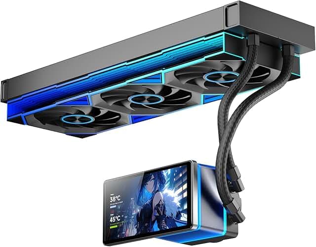Jungle Leopard PF 360 CPU Water AIO Cooler Liquid Cooling|5.5-inch LCD Magnetic Screen|360mm ARGB Infinity Mirror 2000RPM PWM Fan|Lower Noise ≤30DBA|for Intel LGA1851/1700/1200/115X AMD AM4/AM5-Black