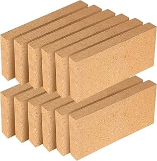 12 Pack High Temp Firebricks 3000°F Insulating - 9"x4.5"x1.25"Fireclay Refractory Bricks for Pizza Oven, Wood Stove, Forge Durable Heat Fireplace, Steel Kiln