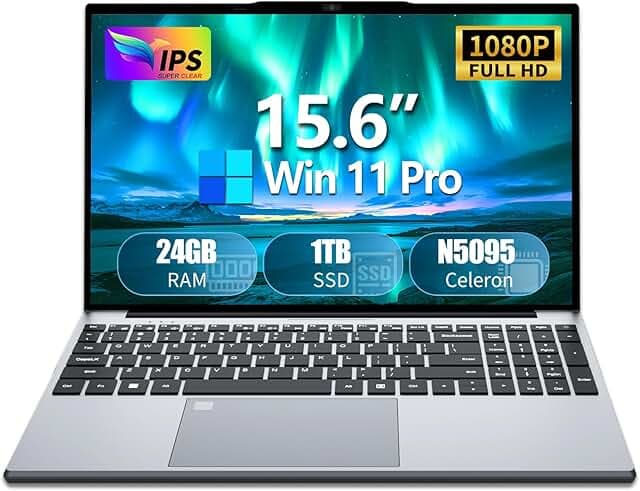 Gaming Laptop,15.6 inch Laptop Computers, N5095 Processor, 24GB 1TB SSD, FHD 1920 * 1080 Display,Fingerprint Unlock, BacklitKeyboard,HDMl,Work Computer,laptops Clearance 2025,laptops
