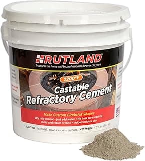 Rutland Castable Refractory Cement 12.5 Pound - High Temperature Fireplace & Woodstove Fire Cement - Cast Custom Fire Brick, Refractory Panels & Fire Pits, Pizza Ovens