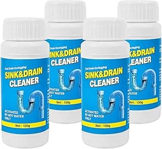 Drain Cleaner Sink Clog Remover: Powerful Foam Powder Unclogger for Kitchen and Bathroom Pipes - Fast Hair Cleaning Solution for Shower Drains (4 Pack)