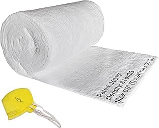 Ceramic Fiber Insulation Blanket, 1/2 inch x 24 inches x 150 inches, 8# Density 2400F, High Temperature Insulation for Furnace, Kiln, Forge, Chimney, Stove, Pizza Oven, Fireplace Insulation