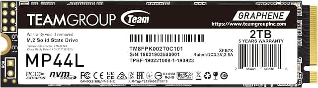 TEAMGROUP MP44L 2TB SLC Cache NVMe 1.4 PCIe Gen 4x4 M.2 2280 Laptop&Desktop SSD (R/W Speed up to 4800/4400MB/s) TM8FPK002T0C101