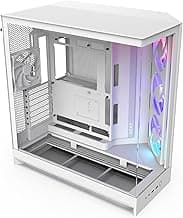 NZXT H9 Flow RGB (2025) – Large Dual-Chamber ATX Mid-Tower Airflow PC Case – Includes 1 x 420mm RGB Fan Unit & 1 x 120mm Fan – 420mm Radiator Support – Tempered Glass – Back-Connect Ready – White