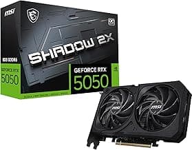 msi Gaming RTX 5050 8G Shadow 2X OC Graphics Card (8GB GDDR6,128-bit, Extreme Performance: 2617 MHz, DisplayPort x3 2.1a, HDMI 2.1b, NVIDIA Blackwell Architecture)
