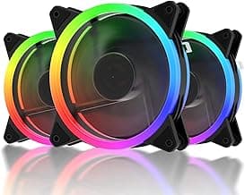 upHere 120mm RGB Case Fan Fan,Quiet Edition High Airflow LED Case Fan for PC Cases-3 Pack,RGB123-3