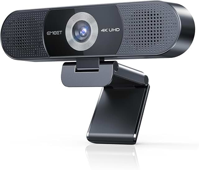 EMEET C980 PRO 3-in-1 4K Webcam with Microphone and Speaker, 60°-98° Wide Angle Webcam w/ 4 Noise Cancel Mics, 2 Speakers, Fixed Focus, Magnetic Privacy Cover, Great for Group and Personal Video Calls