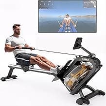 YAMO Water Rowing Machine for Home, Row Machine with 330LBS Weight Capacity, Support Bluetooth & Compatible with Apps, Water Row Machine with Comfortable Seat and Tablet Holder