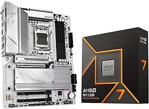 Micro Center AMD Ryzen 7 9700X CPU Processor with GIGABYTE B650 AORUS Elite AX ICE Motherboard (AM5, ATX, DDR5, Triple M.2, USB 3.2 Gen2X2 Type-C, WiFi 6E)