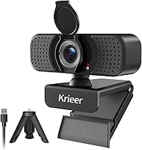 1080P Hd Webcam with Dual Mics &Rotatable Tripod,Privacy Cover for Pc/Laptop, Usb Computer Camera Plug & Play with Auto Light Correction for Video Calls, Live Streaming Gaming & Online Meetings