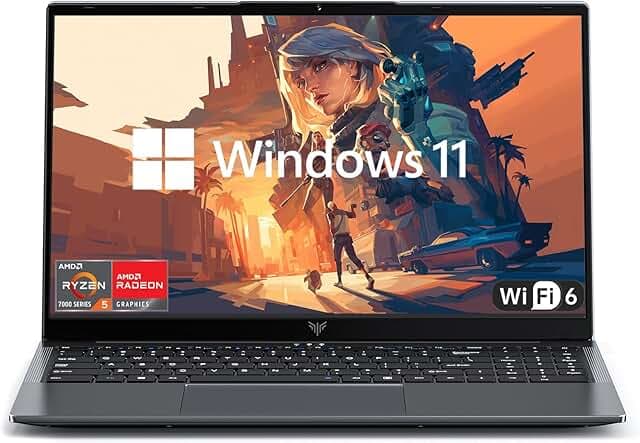 Laptop with AMD Ryzen 7000 Series Processor(Up to 4.3GHz),ΑMD Radeon Graphics,16GB DDR4 512GB NVMe SSD, Wi-Fi 6,Type-C,15.6" Full HD IPS Display,Windows 11 Computer for Light Gaming Vedio Editing