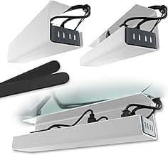 No-Screw Under Desk Cable Management Tray - Self-Adhesive Installation, Cord Management, Cable Tray, Under Desk Wire Organizer - White Set of 2