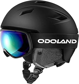 Odoland Ski Helmet and Goggles Set, Snowboard Helmet Glasses for Men, Women & Youth - Shockproof/Windproof Gear for Skiing, Snowboarding