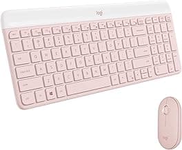 Logitech MK470 Slim Wireless Keyboard and Mouse Combo - Modern Compact Layout, Ultra Quiet, 2.4 GHz USB Receiver, Plug n' Play Connectivity, Compatible with Windows - Rose