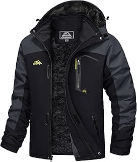 Men's Winter Coats Water Resistant Ski Snow Jacket Warm Fleece Jacket Parka Raincoats With Hood Multi-Pockets